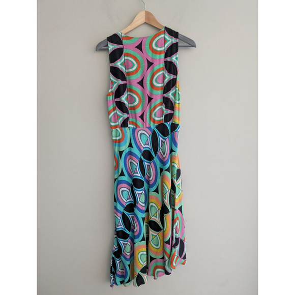 Anthropologie Kenzie Asymmetrical Retro Mod Art Deco Midi Dress Size 8 - Picture 4 of 11